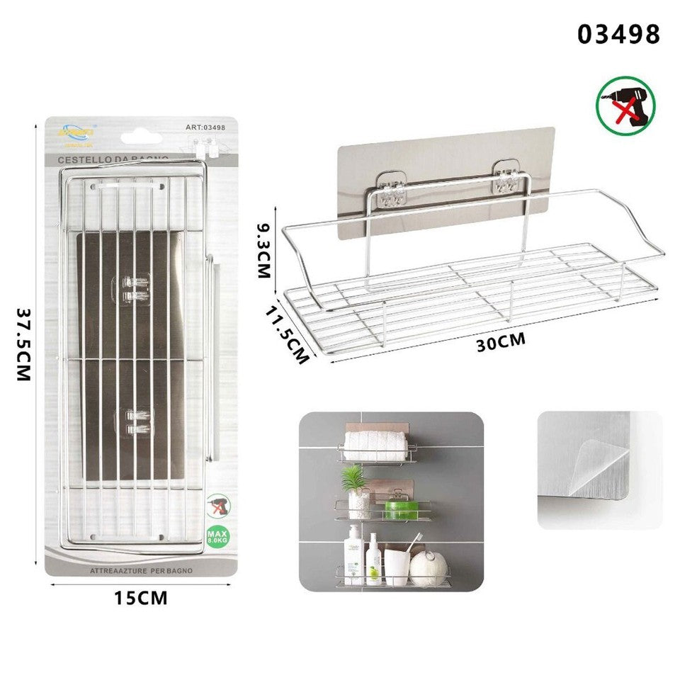 MENSOLA DA PARETE ADESIVA SCAFFALE ORGANIZER PORTAOGGETTI BAGNO CUCINA 03498