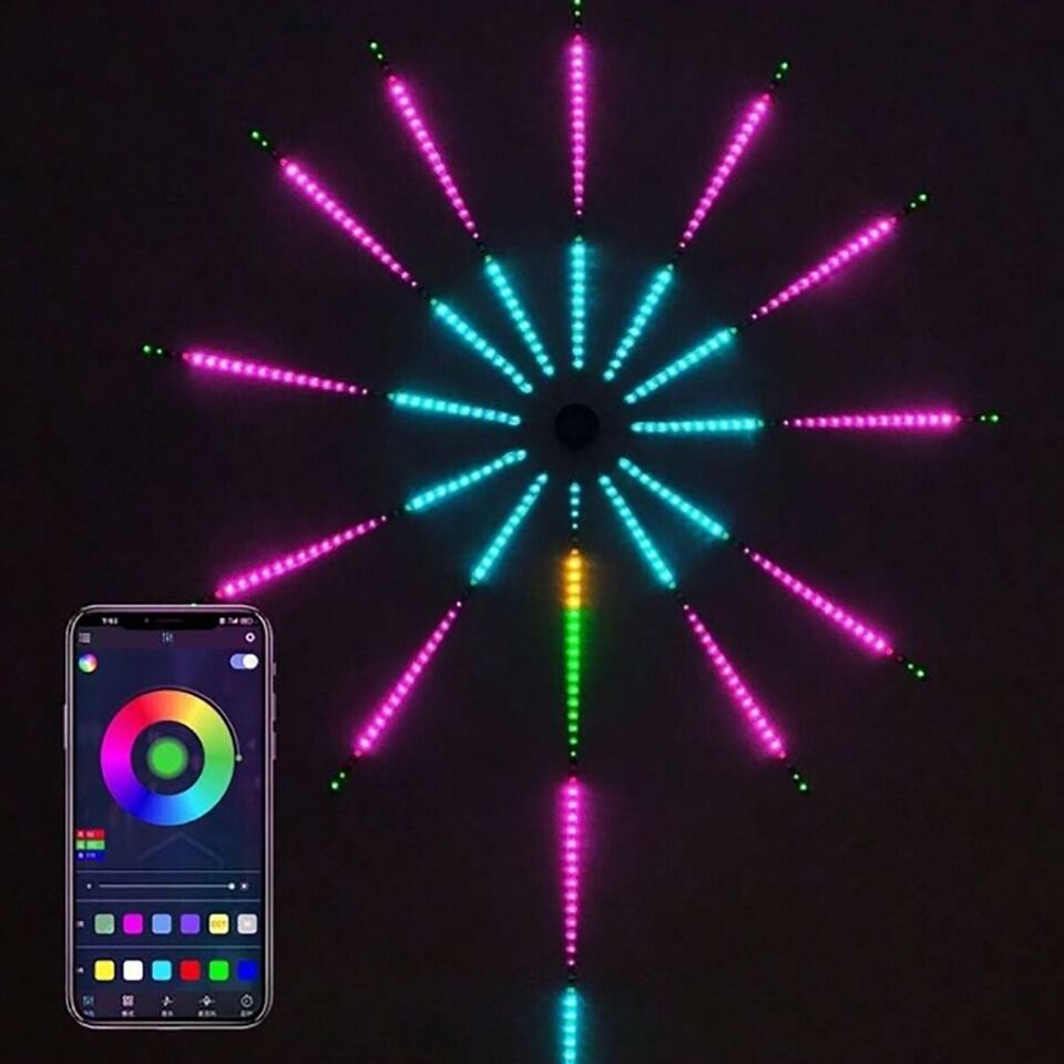 STRISCIA LUMINOSA LED FUOCHI D'ARTIFICIO LUCE MUSICALE NATALE SMART USB NATALE