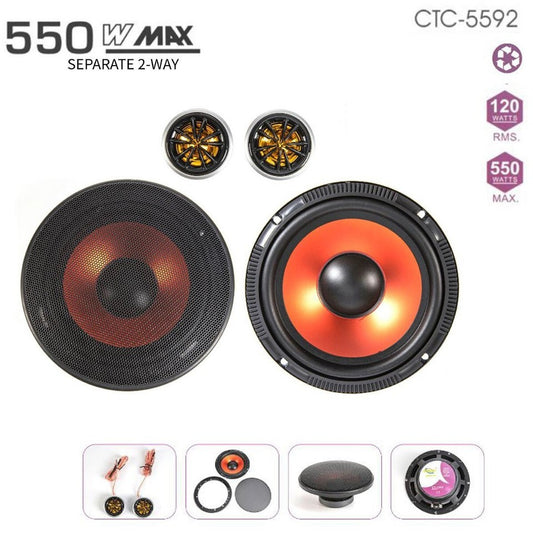 KIT PAIRE HAUT-PARLEURS VOITURE DÔME TWEETER 60W AUDIO 120W RMS 550W ENCEINTE