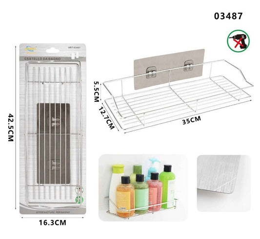 MENSOLA DA PARETE ADESIVA SCAFFALE ORGANIZER PORTAOGGETTI BAGNO CUCINA 03487
