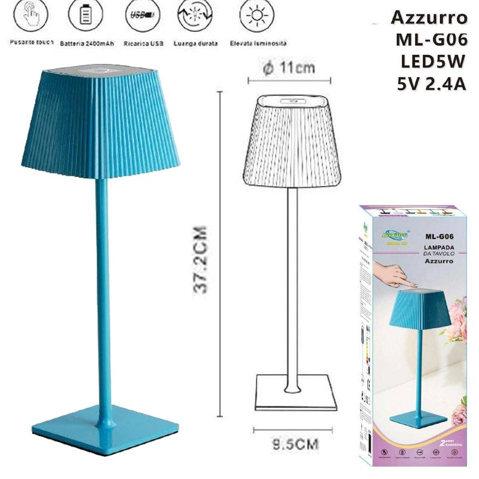 LAMPADA TAVOLO TOUCH LED MODERNA RICARICABILE BAR HOTEL RISTORANTE AZZURRO MLG06
