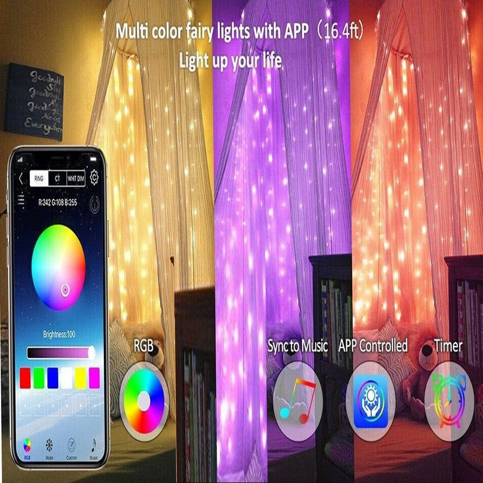 GUIRLANDE 300 LED 30M BLUETOOTH RGB SMART APP NOËL IP20 SAPIN