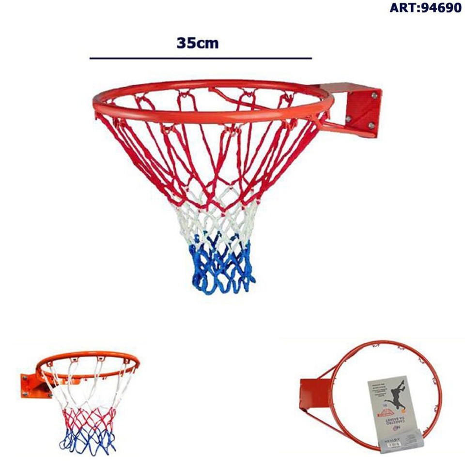 CANESTRO BASKET PALLA PARETE DIAMETRO 35 CM IN METALLO CON RETE 94690