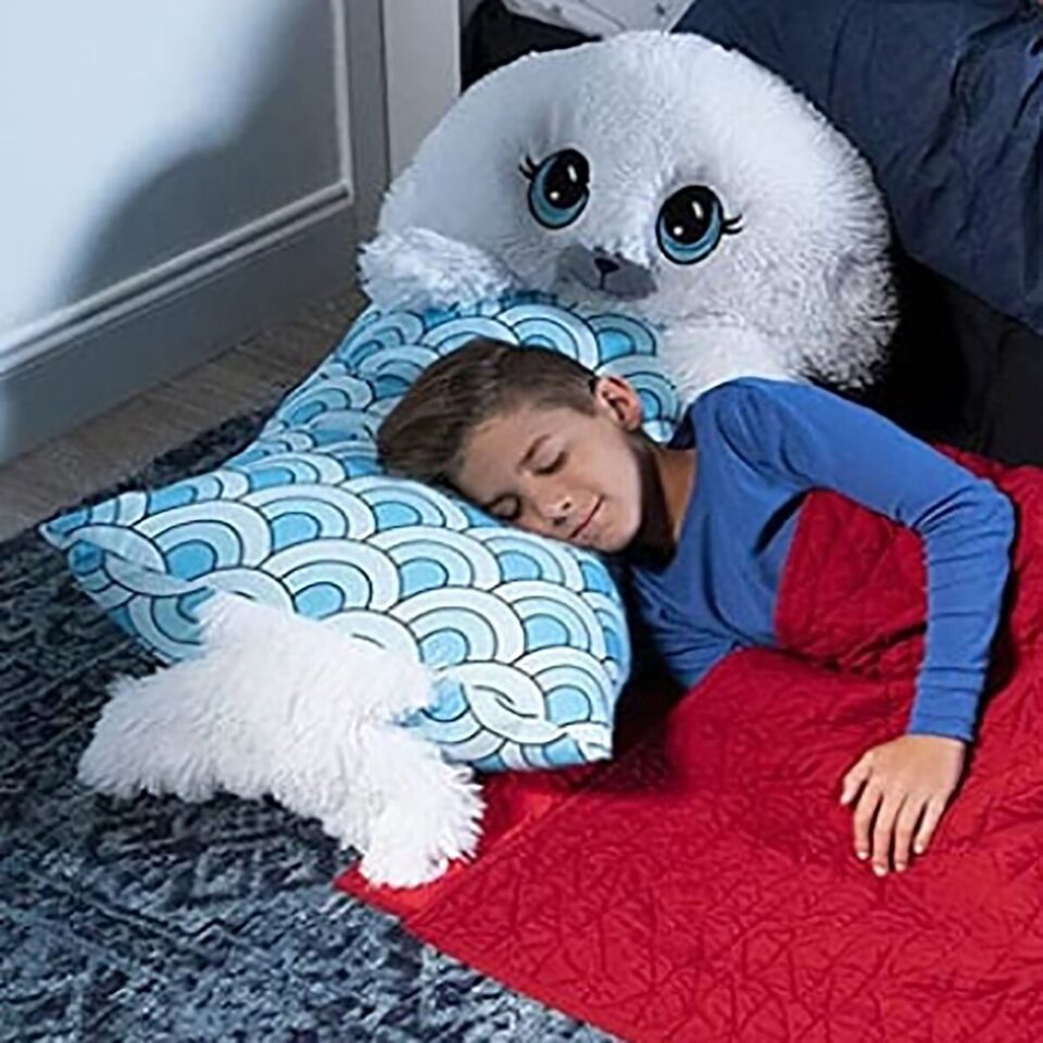 FEDERA COPRI CUSCINO CON PELUCHE RIMOVIBILE IDEA REGALO BAMBINI FOCA