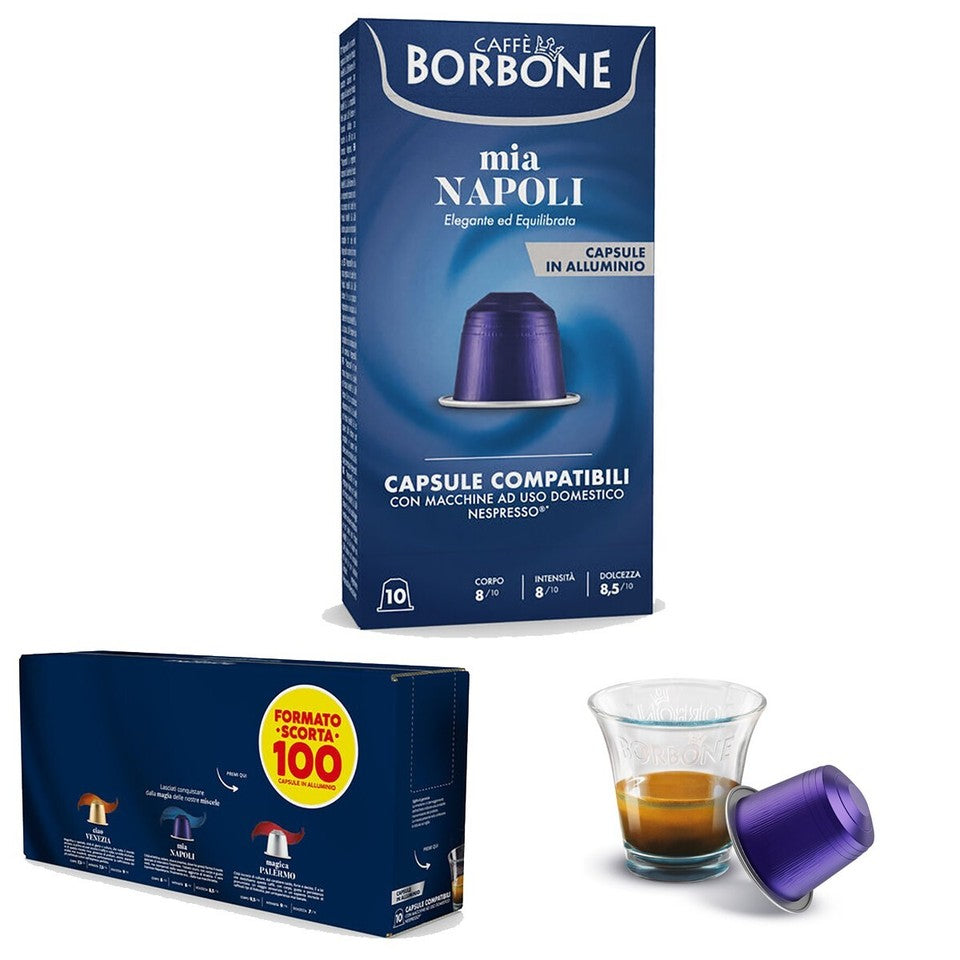 100 CAPSULE IN ALLUMINIO COMPATIBILI CON MACCHINE NESPRESSO MISCELA MIA NAPOLI