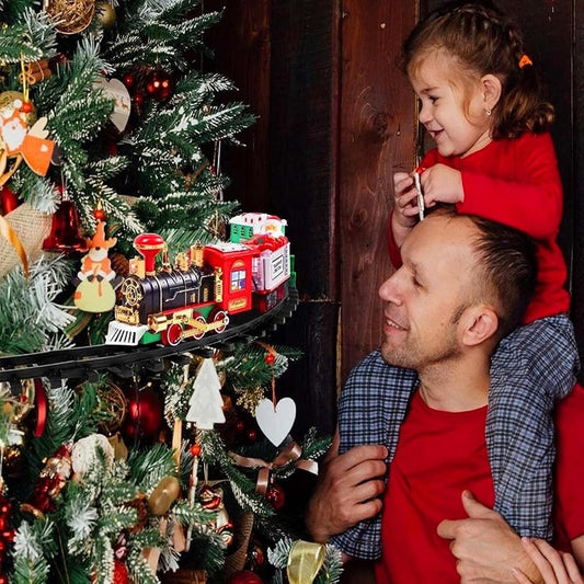 TRAIN ÉLECTRIQUE LUMIÈRES ET SONS ACCROCHABLE À L'ARBRE DE NOËL DIAMÈTRE 89 CM