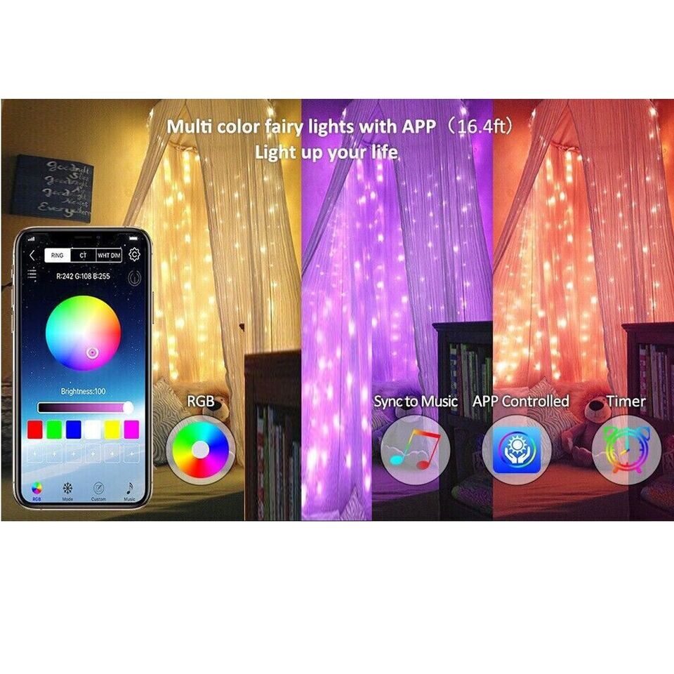STRISCIA 200 LED 20MT BLUETOOTH RGB SMART APP LUCI DI NATALE IP20 ALBERO