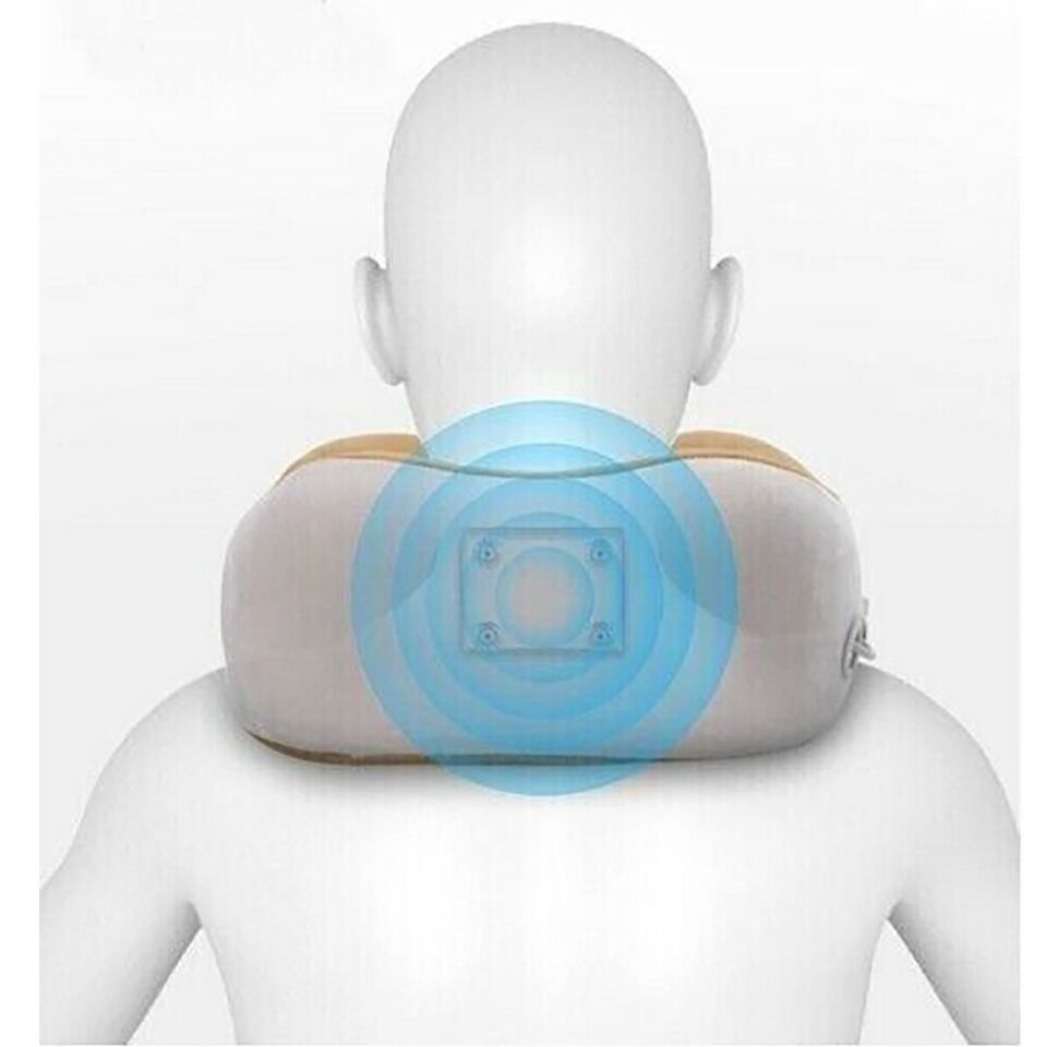 CUSCINO MASSAGGIATORE CERVICALE COLLO PORTATILE DA VIAGGIO AUTO RICARICABILE USB