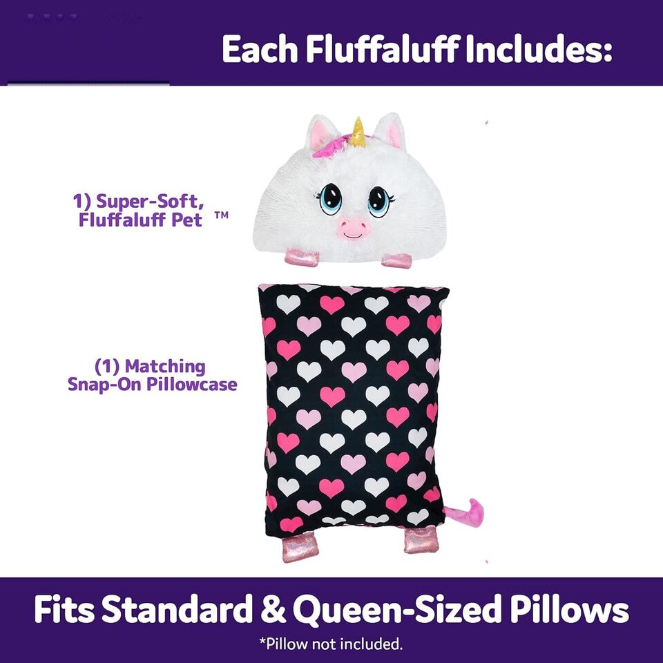 FEDERA COPRI CUSCINO CON PELUCHE UNICORNO RIMOVIBILE IDEA REGALO BAMBINA