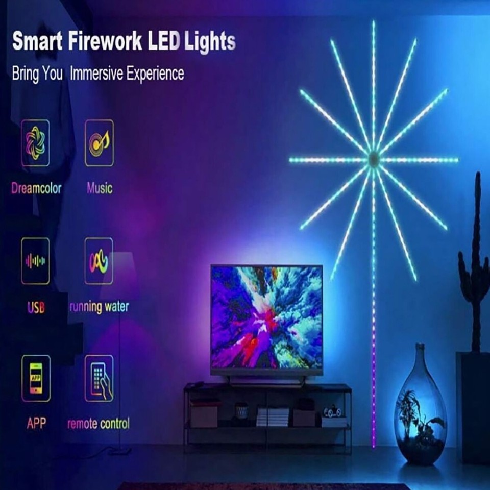 STRISCIA LUMINOSA LED FUOCHI D'ARTIFICIO LUCE MUSICALE NATALE SMART USB NATALE