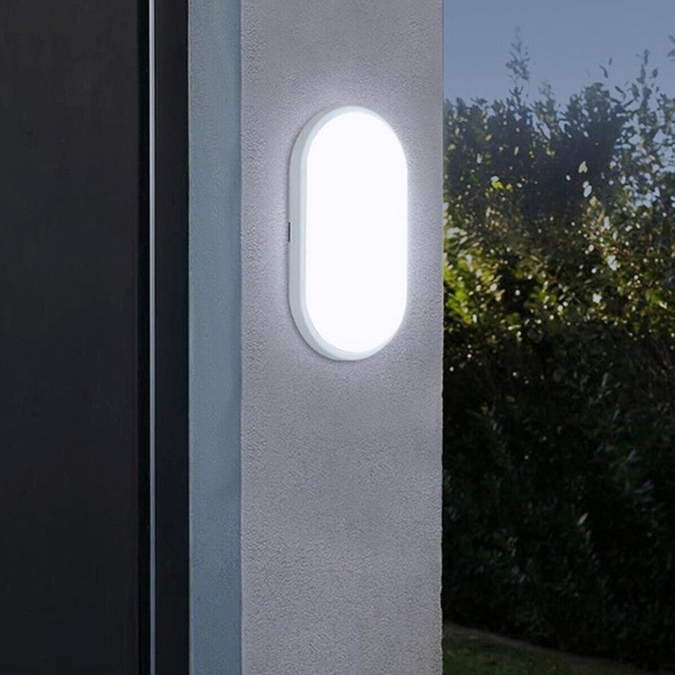 PLAFONNIER LED 9W DÔME OVALE DÉTECTEUR DE MOUVEMENT IP56 BLANC FROID 6500K 1507