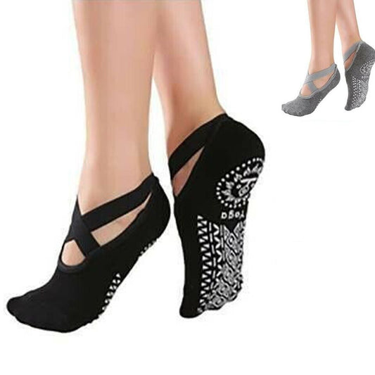 2 PAIA CALZINI CALZA YOGA ALLENAMENTO ANTISCIVOLO PILATES DANZA FASCIA FITNESS