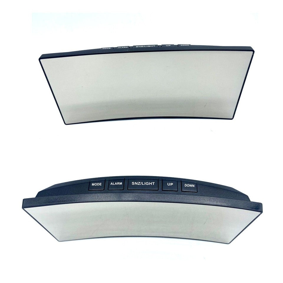 SVEGLIA DIGITALE DISPLAY LED CURVO OROLOGIO TAVOLO COMODINO SPECCHIATO DD-1209