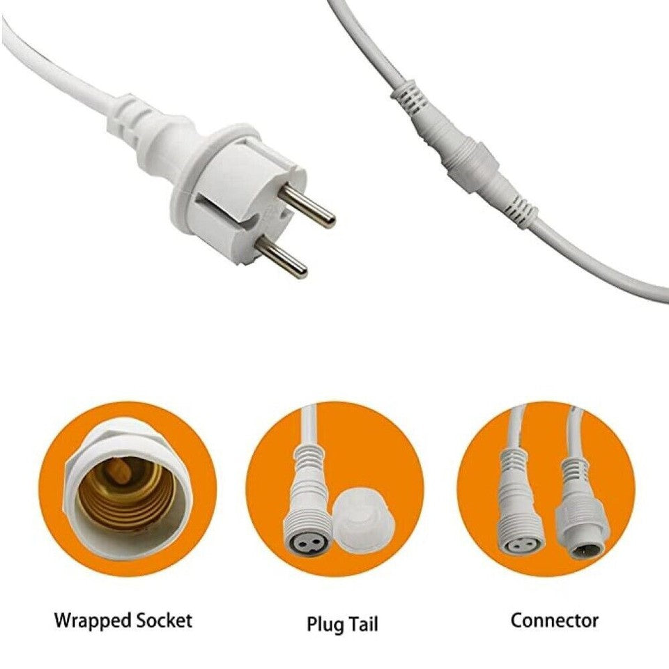 GUIRLANDE LUMINEUSE 10M 10 DOUILLES E27 BLANCHE EXTENSIBLE IP44 INTÉRIEUR EXTÉRIEUR
