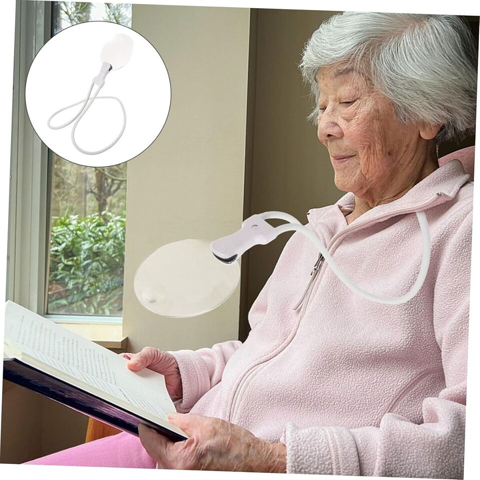 LENTE DI INGRANDIMENTO COLLO MANI LIBERE FLESSIBILE 5X REGOLABILE RICAMO BIANCA