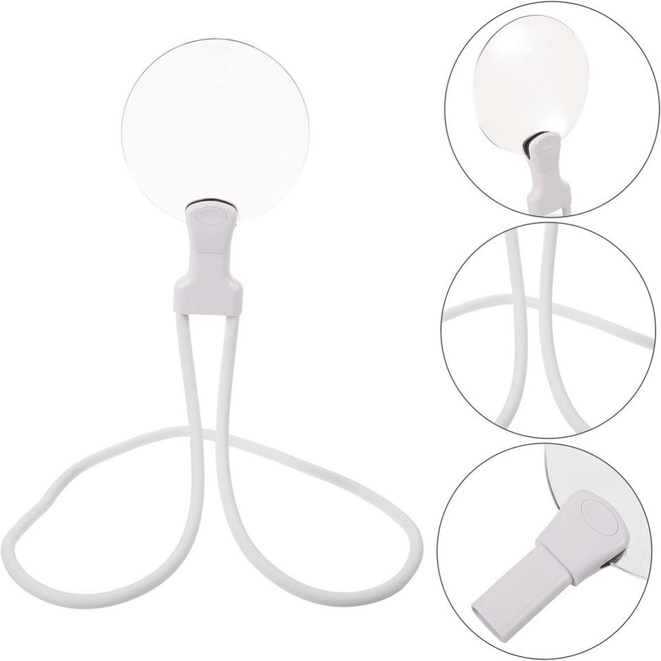 LENTE DI INGRANDIMENTO COLLO MANI LIBERE FLESSIBILE 5X REGOLABILE RICAMO BIANCA