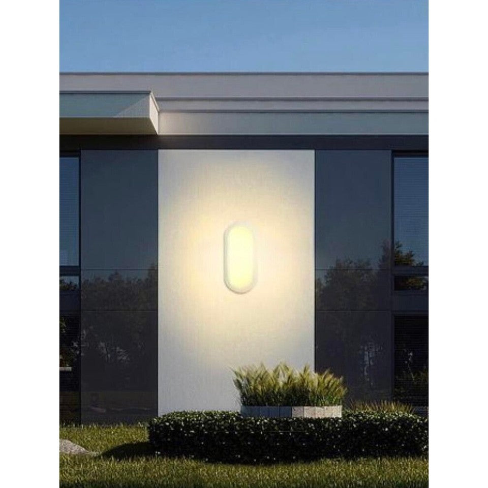 PLAFONIERA LED 9W DOME OVALE SENSORE MOVIMENTO IP56 BIANCO CALDO 3000K 1514