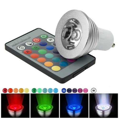 SPOT LED LUMIÈRE RVB PROGRAMMABLE EFFETS ET MULTICOLORE GU10 3W AVEC TÉLÉCOMMANDE