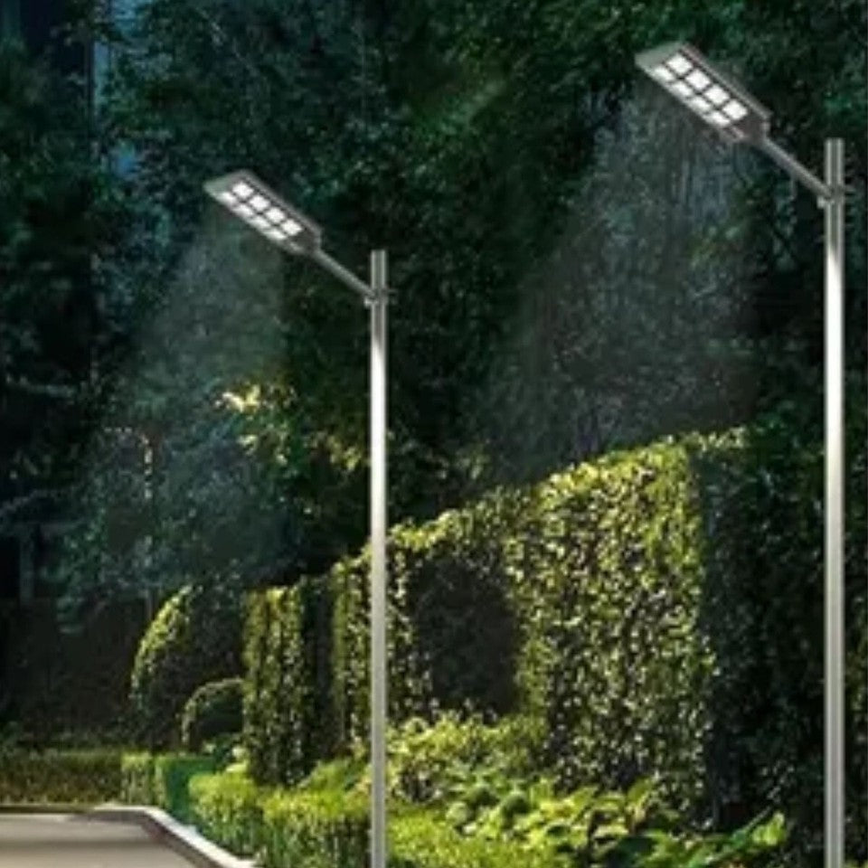 LAMPADAIRE SOLAIRE PANNEAU SOLAIRE POTEAU TÉLÉCOMMANDE DÉTECTEUR MOUVEMENT 900W