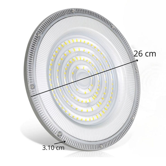 FARO INDUSTRIALE LED 100W DISCO ROTONDO UFO IP65 PLAFONIERA CAMPANA 6500K