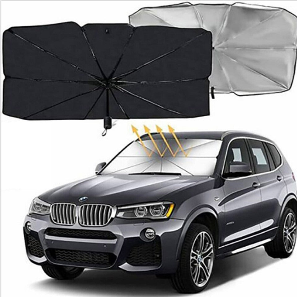 PARASOLE PER AUTO PARABREZZA ANTERIORE PIEGHEVOLE 130X77 CM OMBRELLO PORTATILE