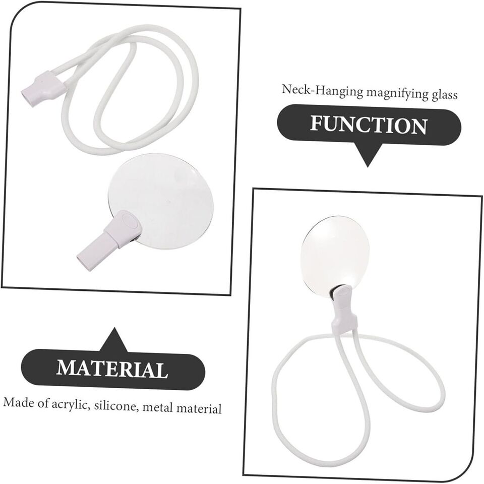 LENTE DI INGRANDIMENTO COLLO MANI LIBERE FLESSIBILE 5X REGOLABILE RICAMO BIANCA