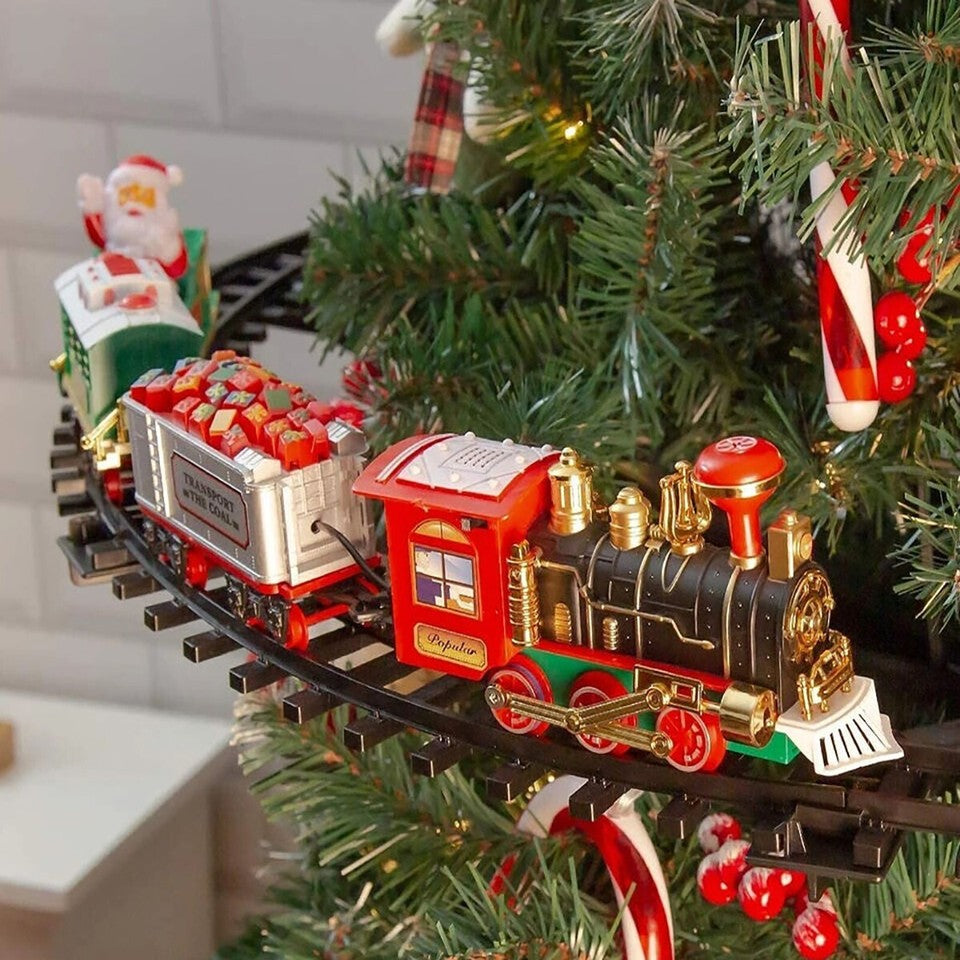 TRENINO ELETTRICO LUCI E SUONI AGGANCIABILE ALL'ALBERO DI NATALE DIAMETRO 89 CM