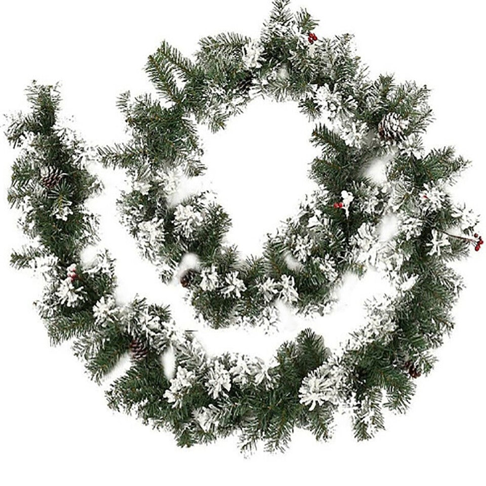 GHIRLANDA DI NATALE ADDOBBI RAMI BACCHE NEVE ARCO DECORAZIONI TRALCIO INNEVATO