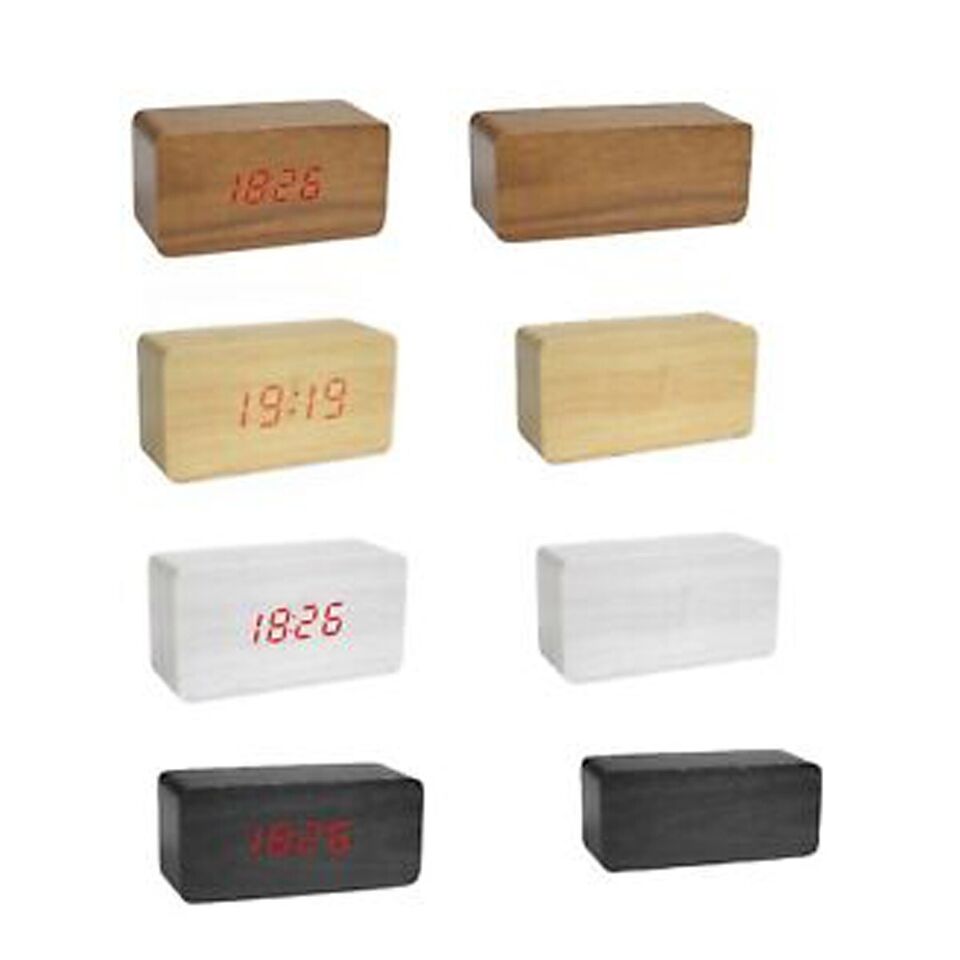 SVEGLIA OROLOGIO DIGITALE LED EFFETTO LEGNO CON SUONO ALLARME E TEMPERATURA 1295