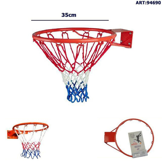 PANIER DE BASKET MURAL DIAMÈTRE 35 CM EN MÉTAL AVEC FILET 94690