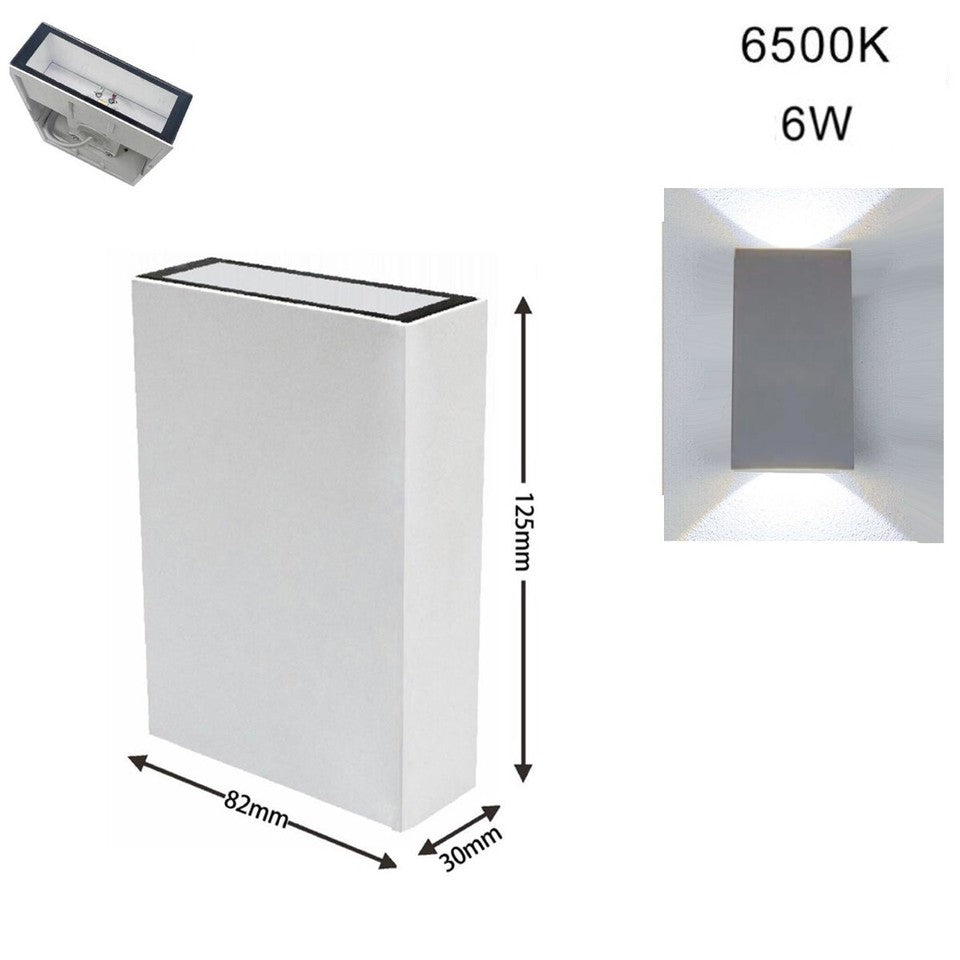 APPLIQUE MURALE LED 6W LAMPE MURALE IP65 MODERNE DOUBLE ÉCLAIRAGE BLANC FROID 6500K 20299
