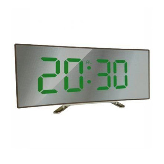 SVEGLIA DIGITALE DISPLAY LED CURVO OROLOGIO TAVOLO COMODINO SPECCHIATO DD-1209