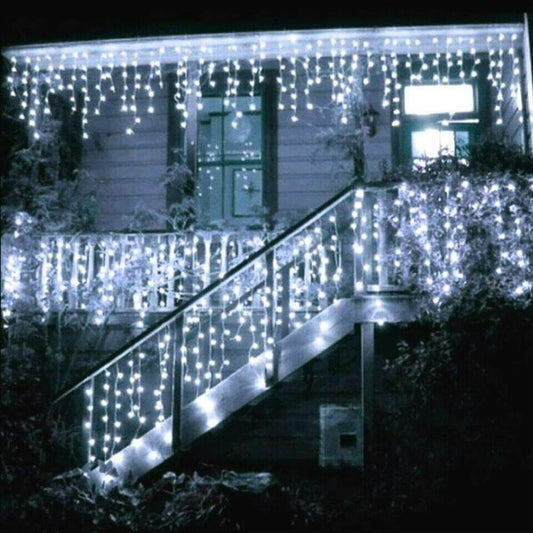 TENDA LUMINOSA ESTERNO 120 LED NATALE BIANCO FREDDO FISSO INTERMITTENTE 3 METRI