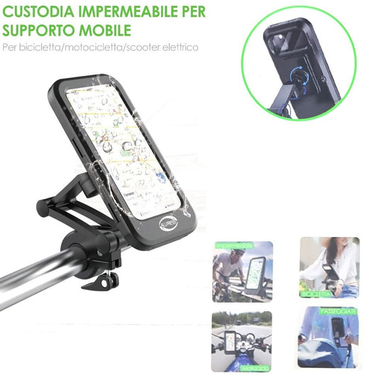 PORTA CELLULARE CUSTODIA IMPERMEABILE SMARTPHONE CON SUPPORTO BICI MOTO AS-05832