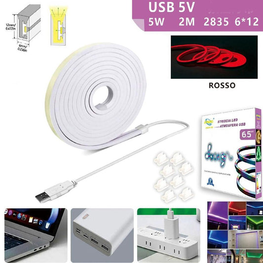 BANDE LED FLEXIBLE POUR CROCHETS RAIL PLAFOND USB INSCRIPTION LUMIÈRE ROUGE