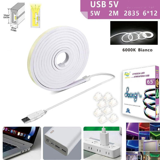 RUBAN LED FLEXIBLE CROCHETS RAIL PLAFOND ÉCRITURE USB LUMIÈRE BLANC FROID