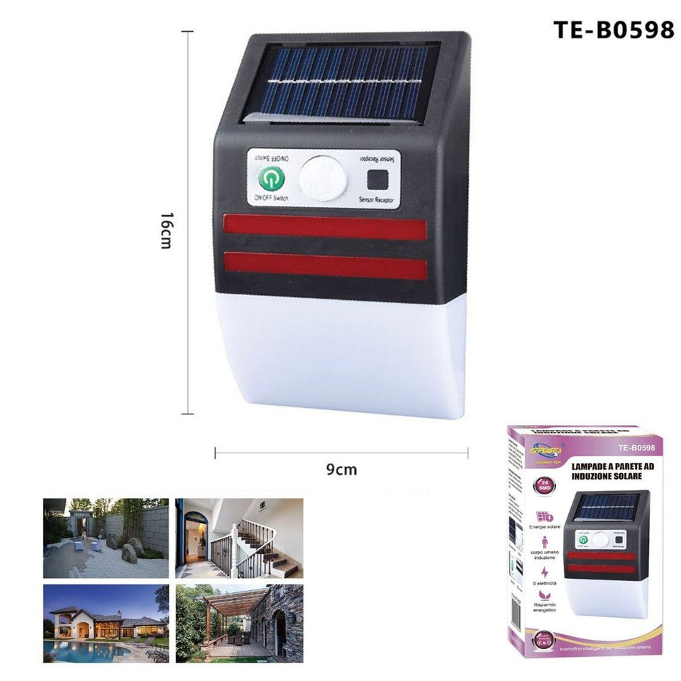LAMPE SOLAIRE MURALE À LED EXTÉRIEURE PROJECTEUR DÉTECTEUR DE MOUVEMENT IP65 TE-B0598