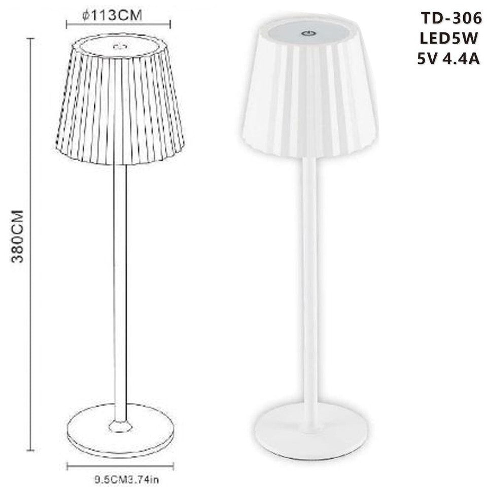 LAMPE DE TABLE TACTILE LED MODERNE RECHARGEABLE BAR HÔTEL RESTAURANT BLANC TD-306