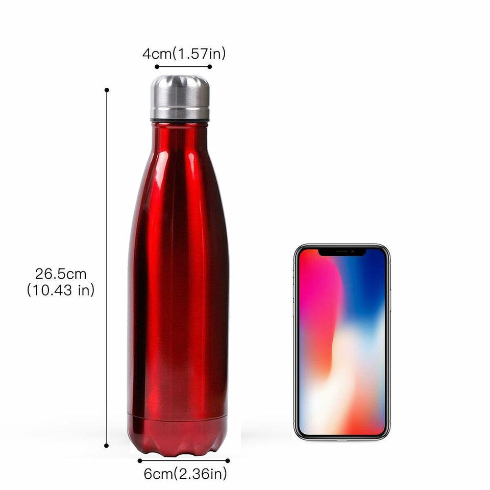 PORTATILE BORRACCIA BOTTIGLIA D'ACQUA ACCIAIO INOX TERMICA CALDO FREDDO 500 ML