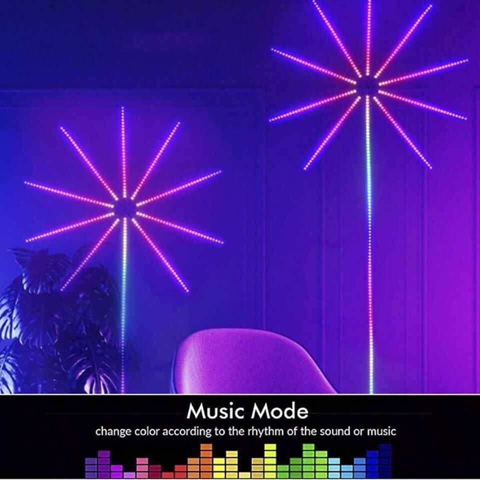 STRISCIA LUMINOSA LED FUOCHI D'ARTIFICIO LUCE MUSICALE NATALE SMART USB NATALE