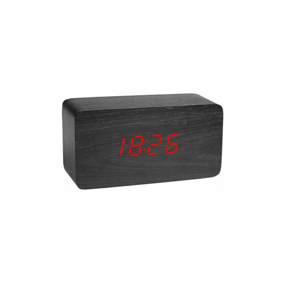 SVEGLIA OROLOGIO DIGITALE LED EFFETTO LEGNO CON SUONO ALLARME E TEMPERATURA 1295