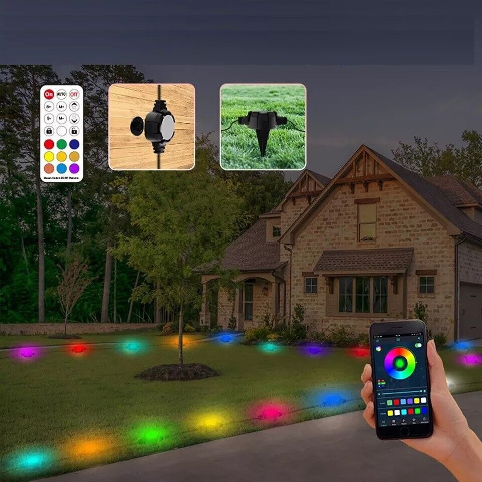 GUIRLANDE LED INTELLIGENTE RVB BALISE SOL EXTERIEUR SOLAIRE 16 AMPOULES IP65 F16C
