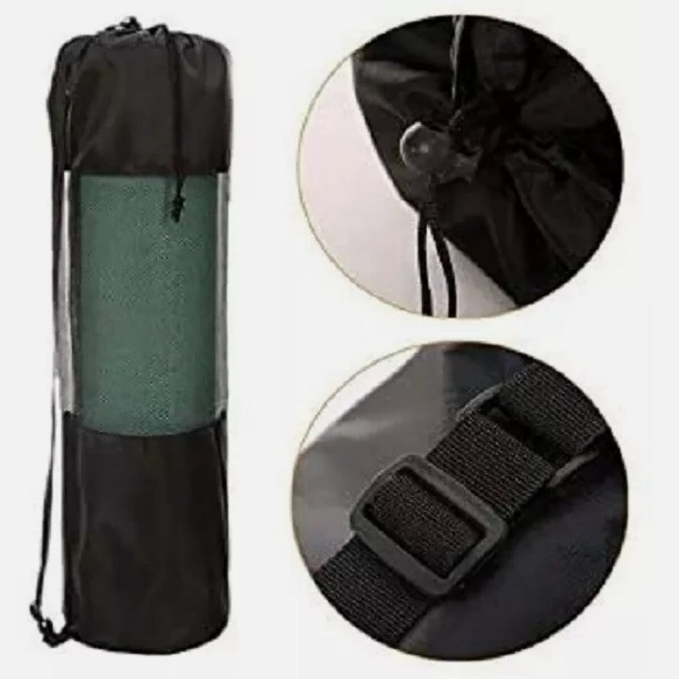 SAC PORTE-TAPIS DE YOGA NOIR AVEC BANDOULIÈRE SPORT 69X21CM