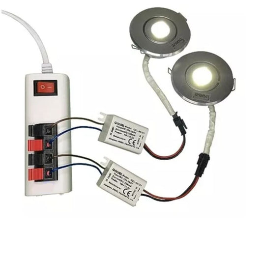 TESTEUR DE BARRETTE MULTIPRISE SUPPORT DE LAMPE LED 4 BROCHES INTERRUPTEUR APPLIQUE LUMINAIRES