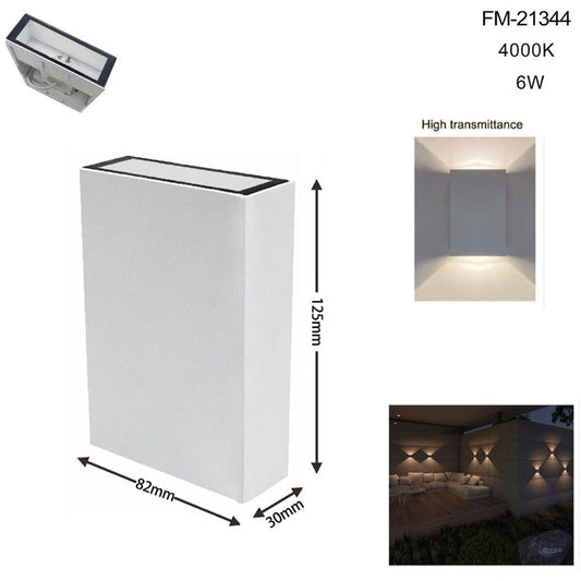 APPLIQUE PARETE LED 6W LAMPADA MURO MODERNO DOPPIA LUCE NATURALE 4000K 21344