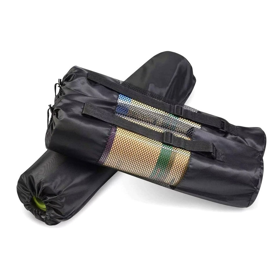 SAC PORTE-TAPIS DE YOGA NOIR AVEC BANDOULIÈRE SPORT 69X21CM