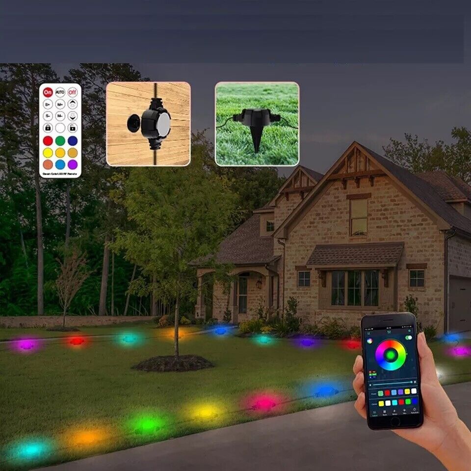 CATENA SMART LED RGB SEGNAPASSO TERRA MURO 16 LAMPADINE SOLARE ESTERNE IP65 F16C