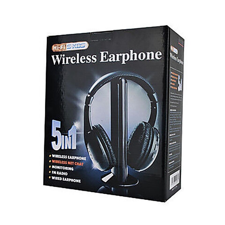 CUFFIA CUFFIE WIRELESS 5 IN1 SENZA FILI WI-FI MICROFONO RADIO FM TV TELEVISIONE