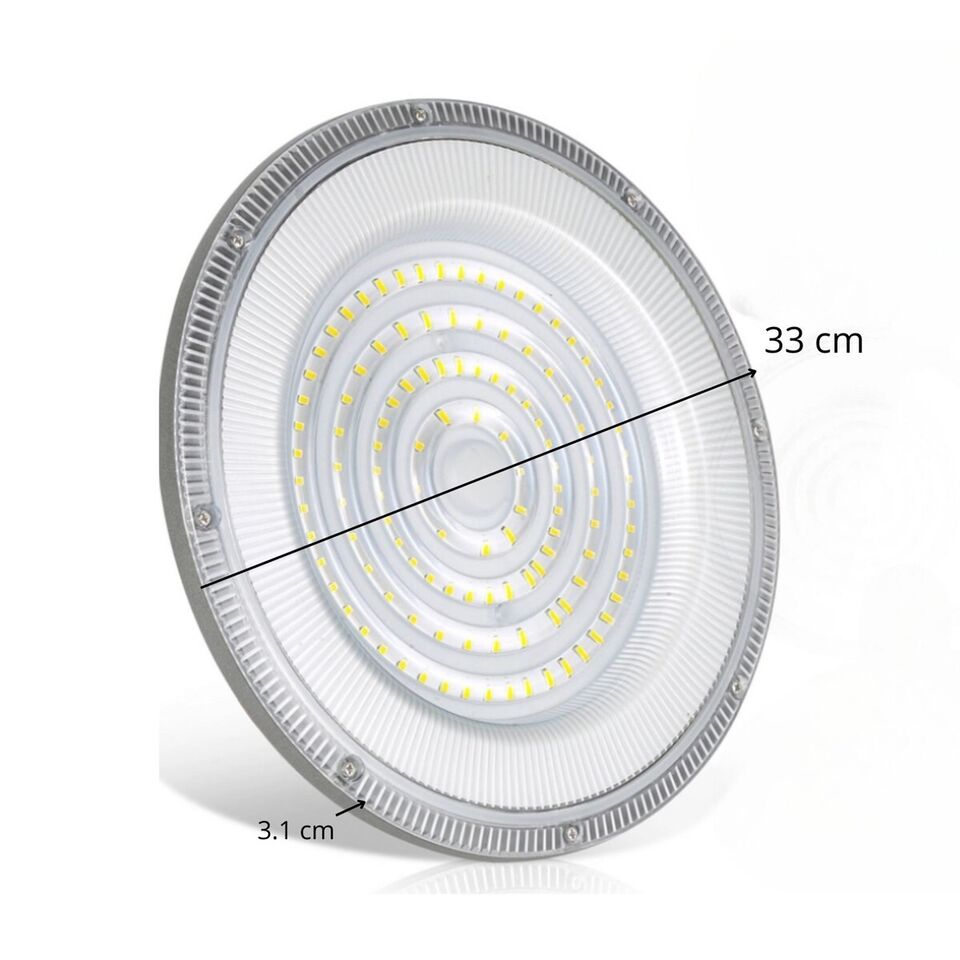 FARO INDUSTRIALE LED 300W DISCO ROTONDO UFO IP65 PLAFONIERA CAMPANA 6500K