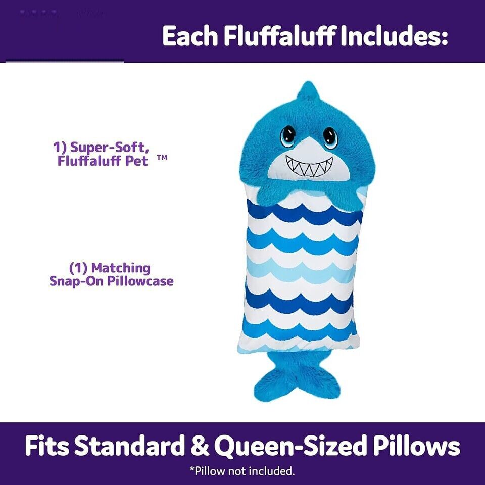 FEDERA COPRI CUSCINO CON PELUCHE RIMOVIBILE IDEA REGALO BAMBINI SQUALO